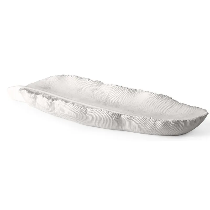 Centro de mesa folha em polirresina branco 27cm mart