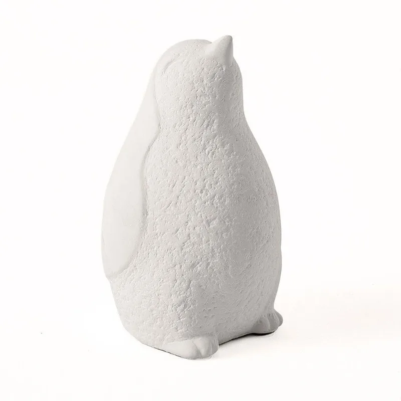 Escultura Pinguim Em Cimento Branco