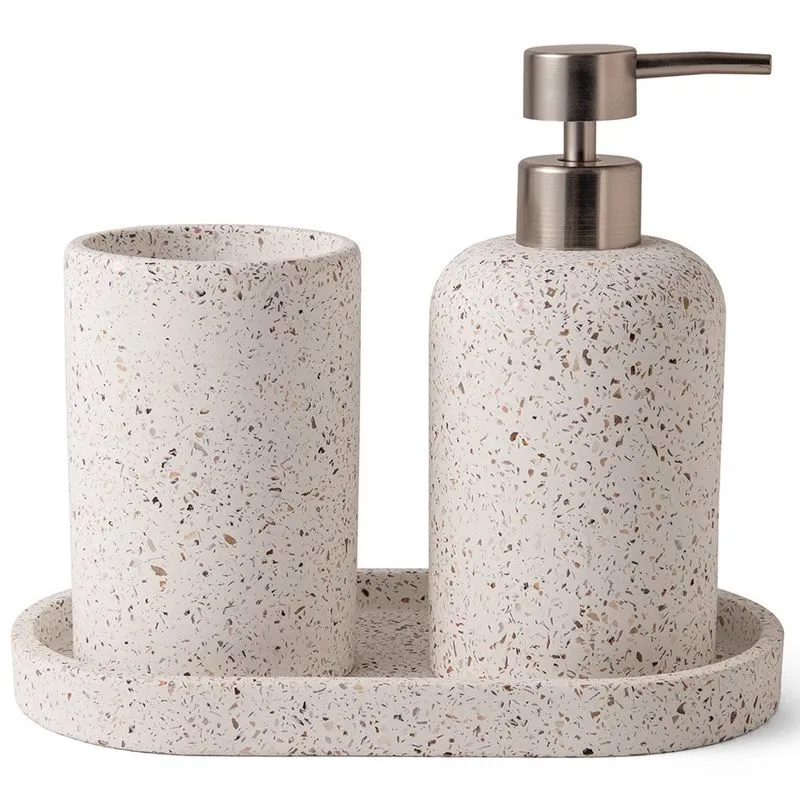 Kit para banheiro em cimento off white - 3 pcs