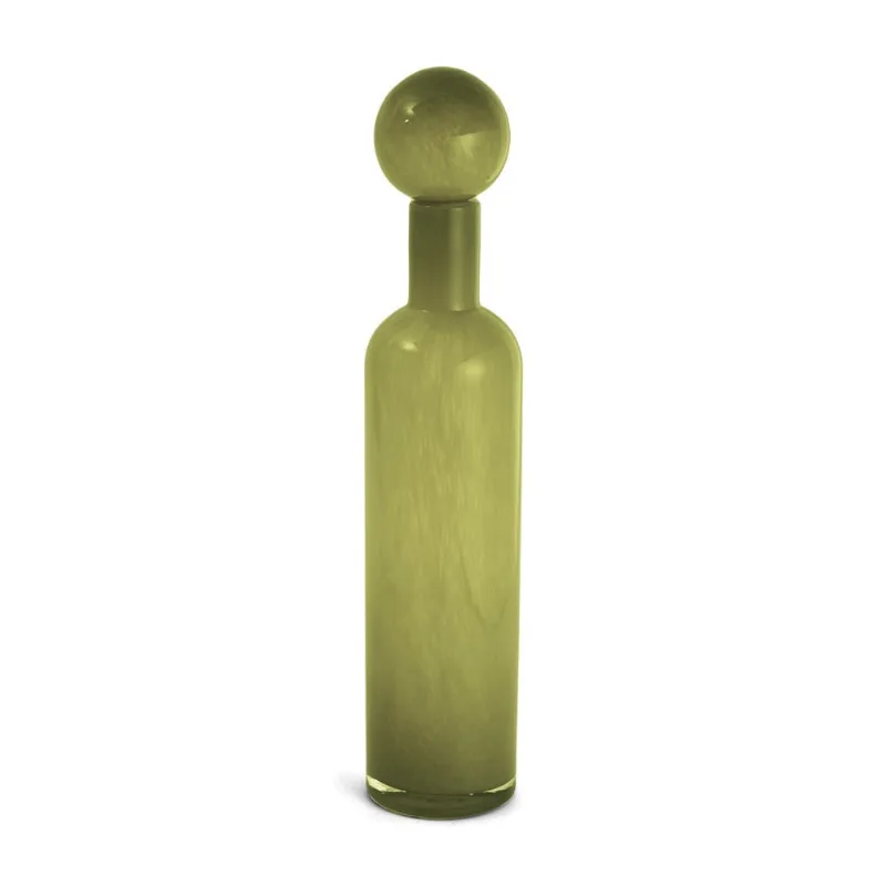 Vaso garrafa com esfera decor em vidro verde mart 48cm
