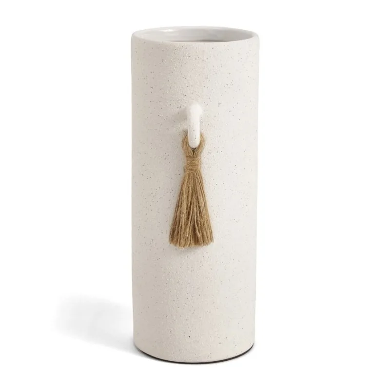 Vaso em ceramica com corda off white 26,5cm mart