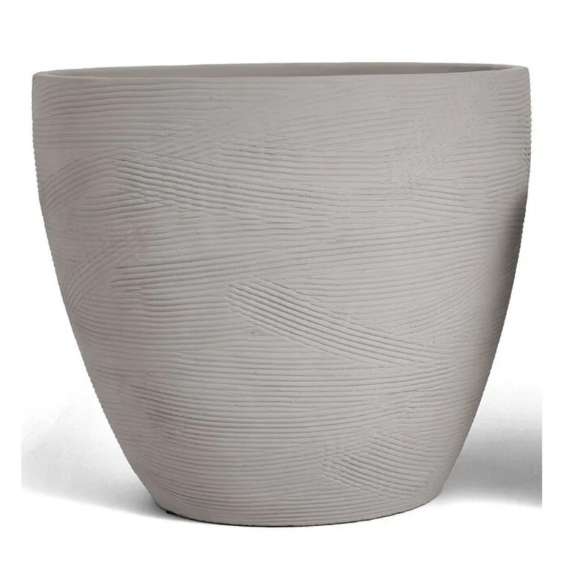 Cachepot em cimento cinza com texturas mart 22x25cm