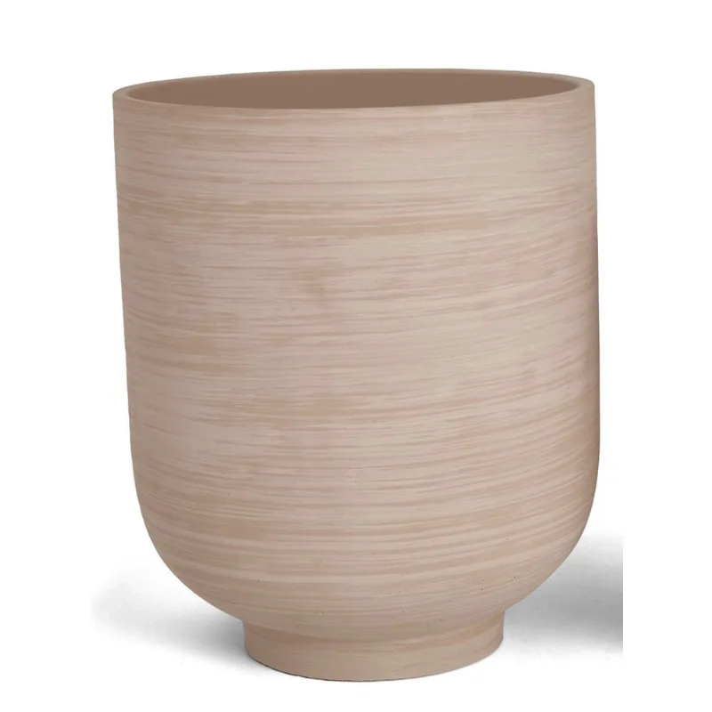 Cachepot em cimento bege riscado mart 26,5cm