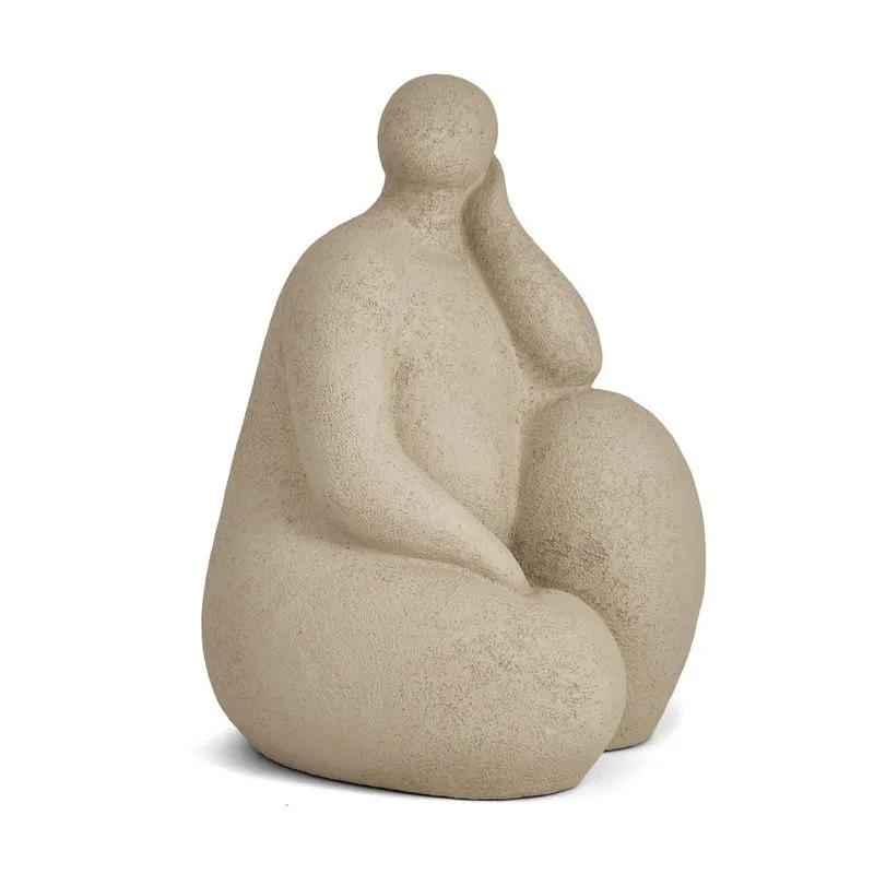 Escultura mulher em polirresina bege mart