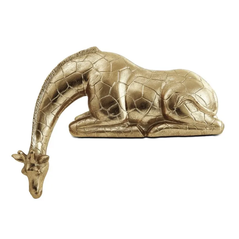 Escultura girafa em polirresina dourado mart