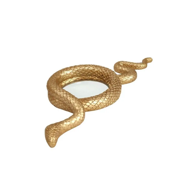 Lupa Decorativa Serpente Em Poliresina Dourada
