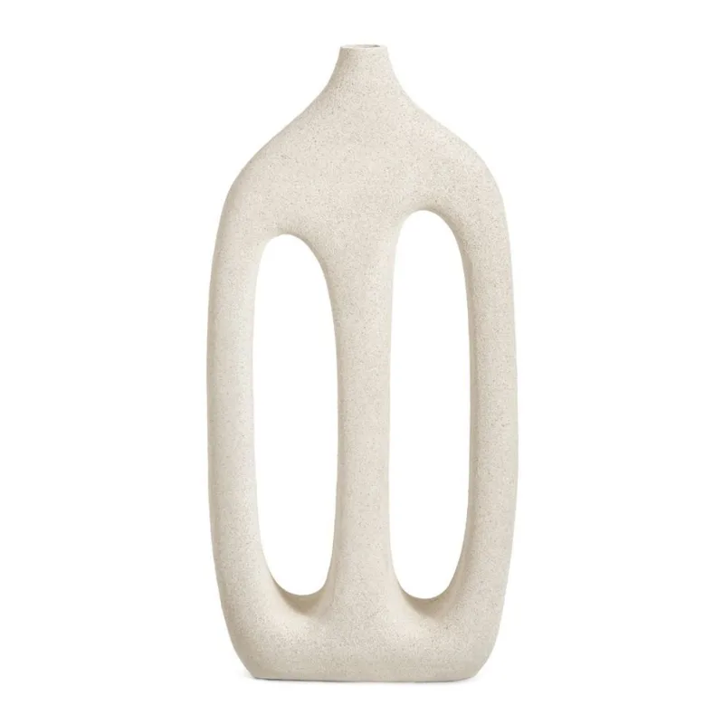 Vaso minimalista em polirresina off white mart 39cm