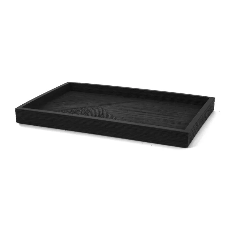 Bandeja em poliresina preta mart retangular 36cm