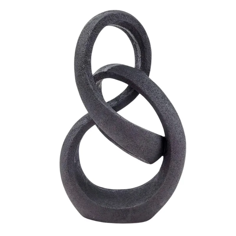Escultura Abstrata Infinito Elos Preta Decoração Luxo 30Cm
