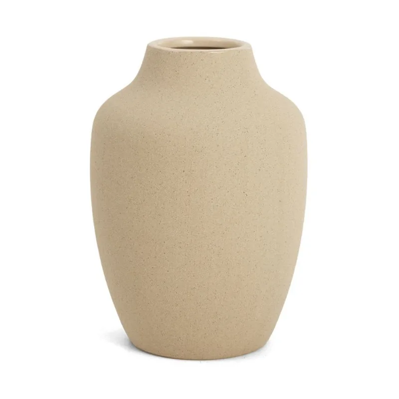 Vaso em ceramica bege rustico 25,5cm