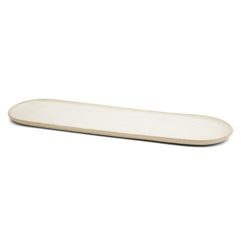 Centro de mesa em ceramica off white mart com borda