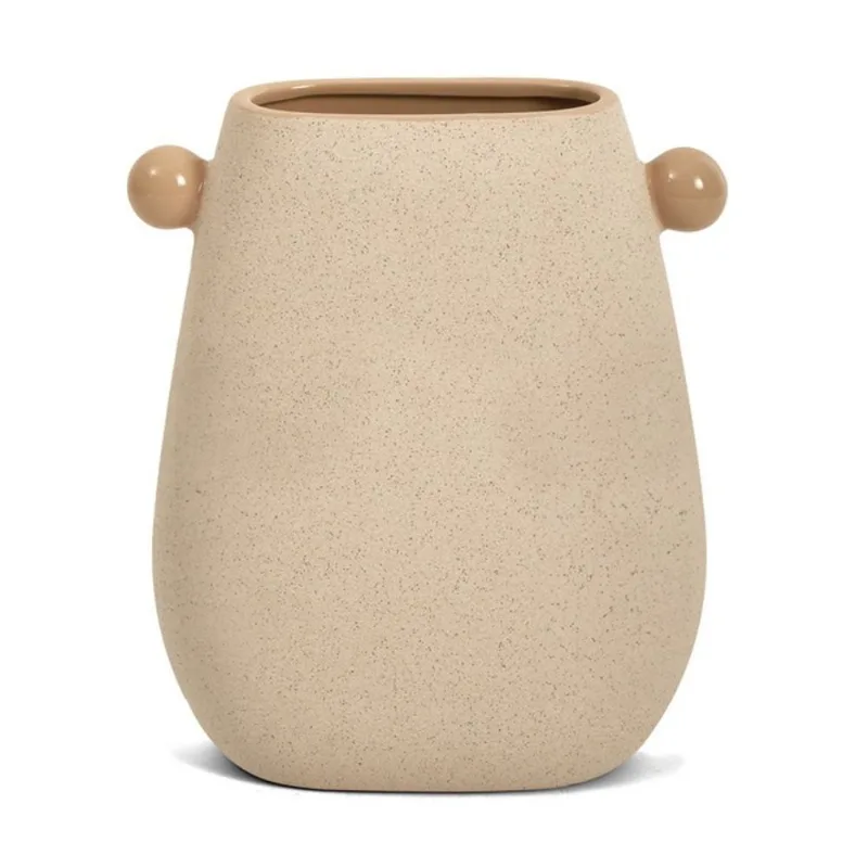 Vaso em ceramica bege E marrom mart decorativo 31,5cm