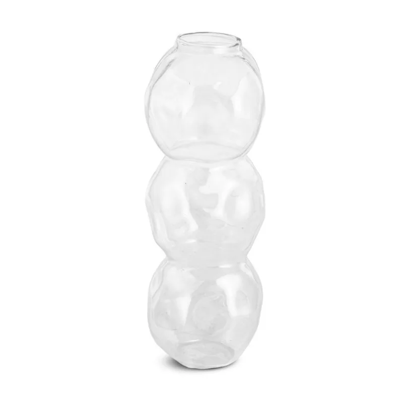 Vaso em vidro com formas arredondadas incolor mart 25cm