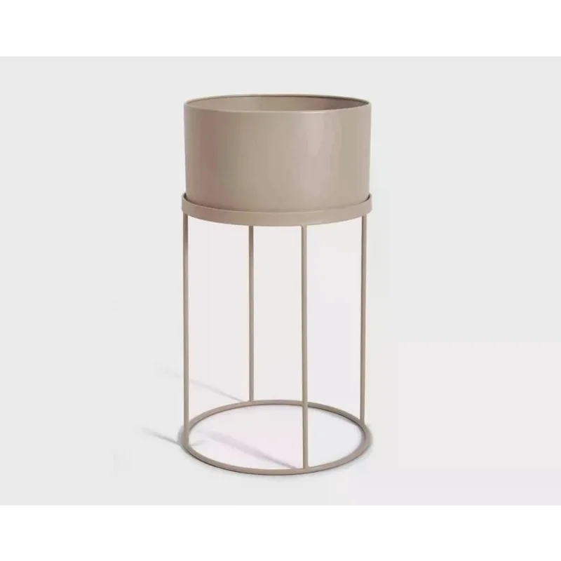 Cachepot em metal bege com suporte mart 50cm