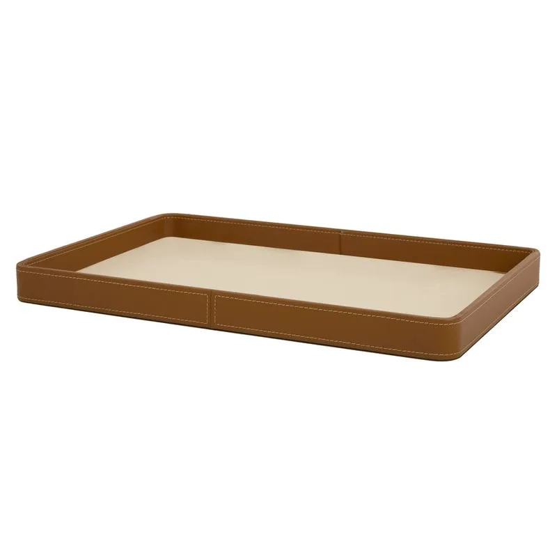 Bandeja em mdf revestimento em pu E linho caramelo mart 50cm