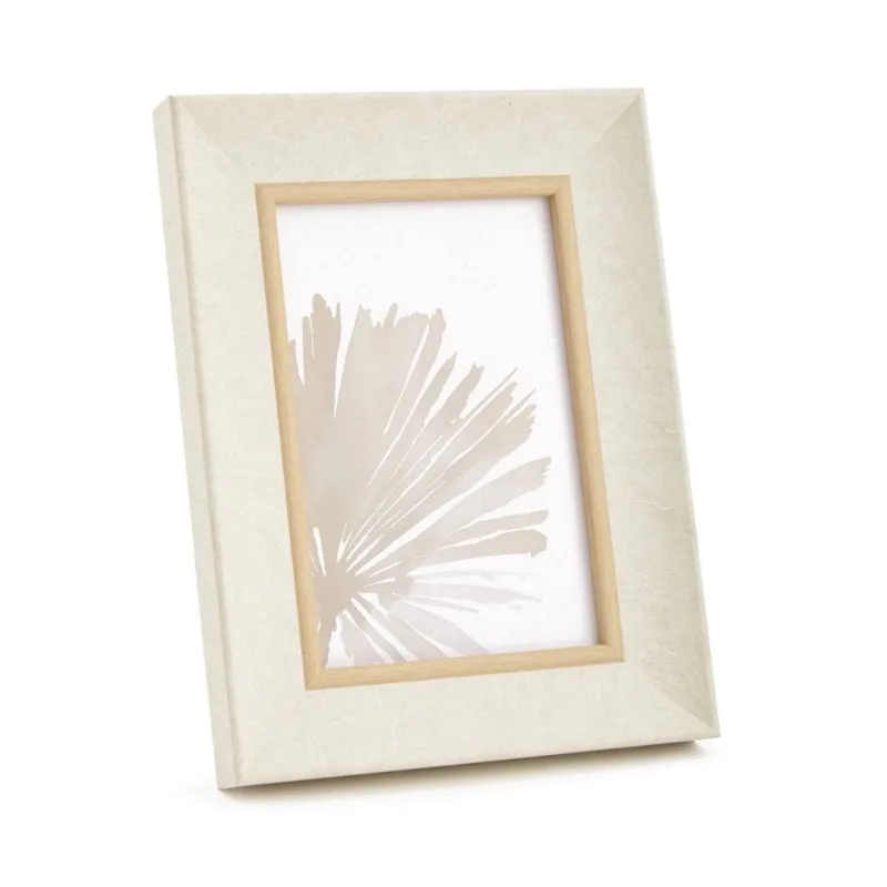 Porta-retratos em poliestireno E vidro 10x15 offwhite mart