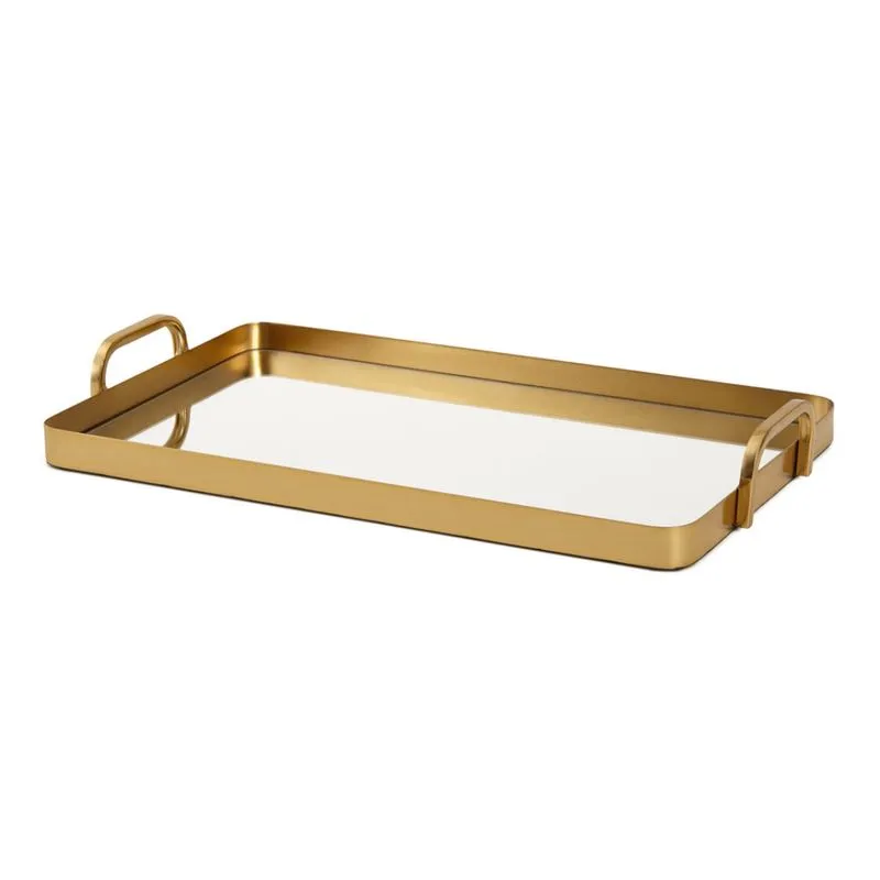 Bandeja em metal com espelho dourado mart 43,5cm