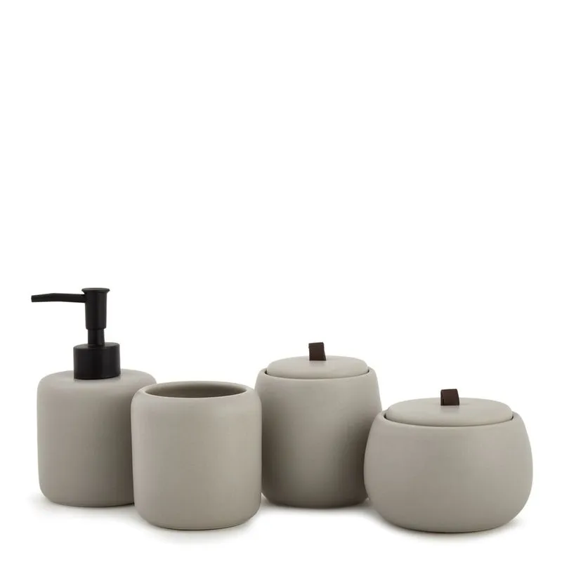 Kit para banheiro em ceramica cinza - 4 pcs mart 350 ml