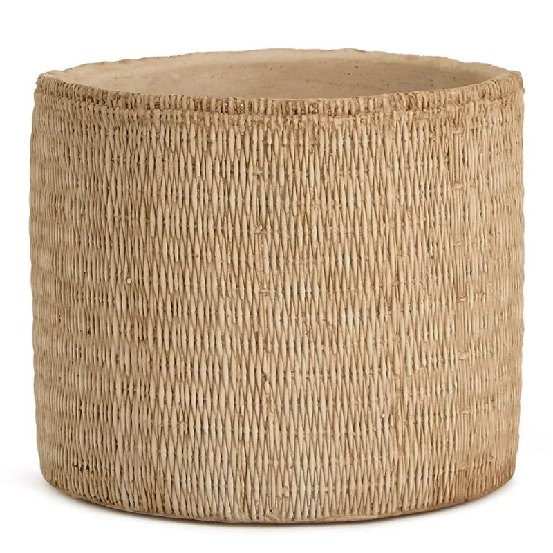 Vaso cachepot em cimento estilo rattan mart 17,5x21cm