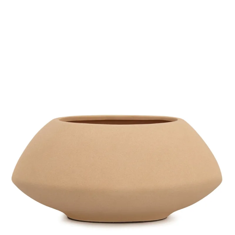 Vaso cachepot em ceramica bege mart 11,5x24cm