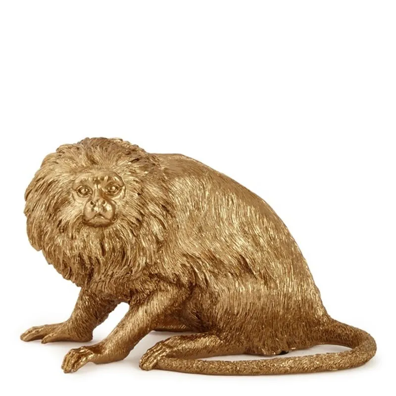 Escultura macaco em polirresina dourado mart 23cm