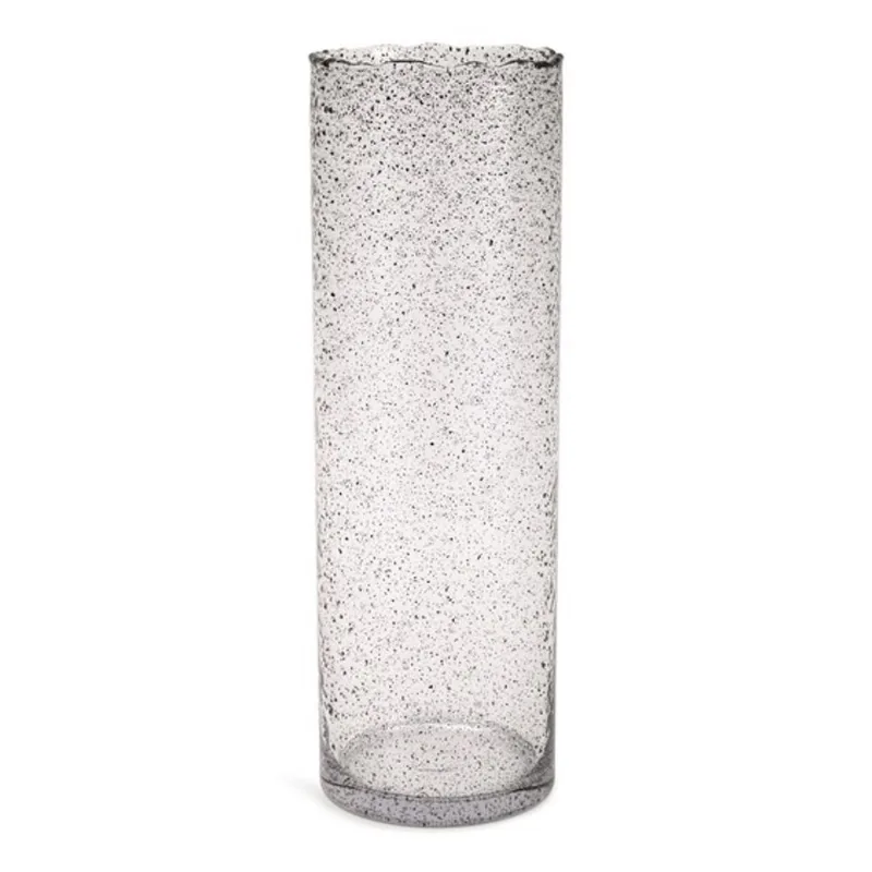 Vaso em vidro incolor com pontos preto mart 40CM