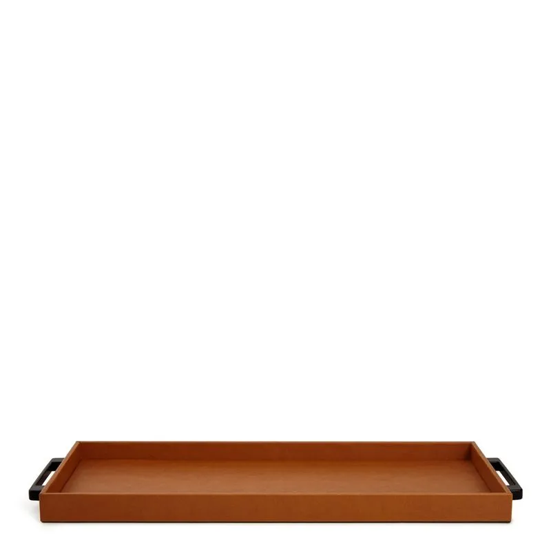 Bandeja em mdf com revestimento sintetico marrom mart 52cm