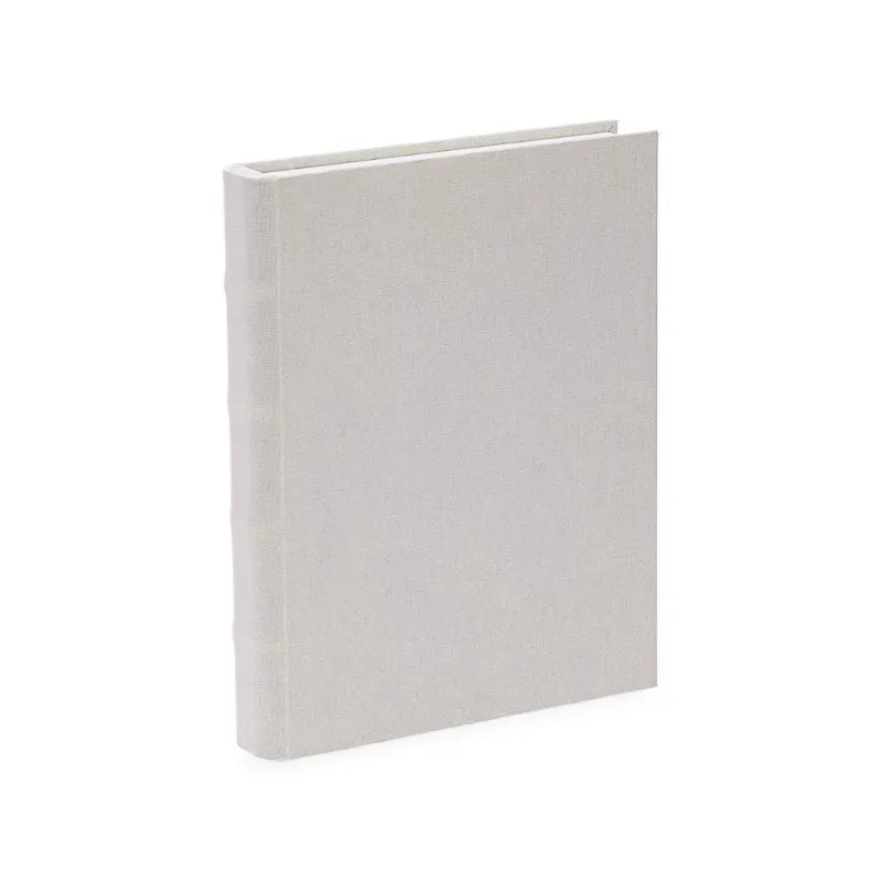 Livro-caixa em mdf com revestimento em linho off white mart
