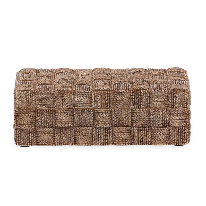 Caixa em polirresina estilo rattan bege mart 17,5cm