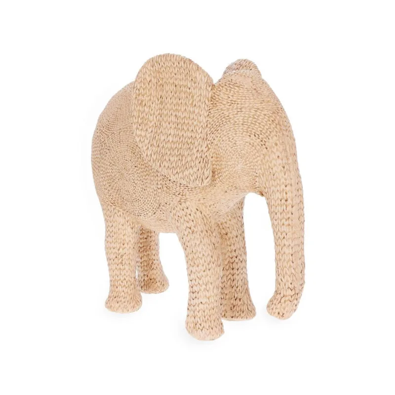 Escultura elefante em fibra de vidro com texturas bege mart