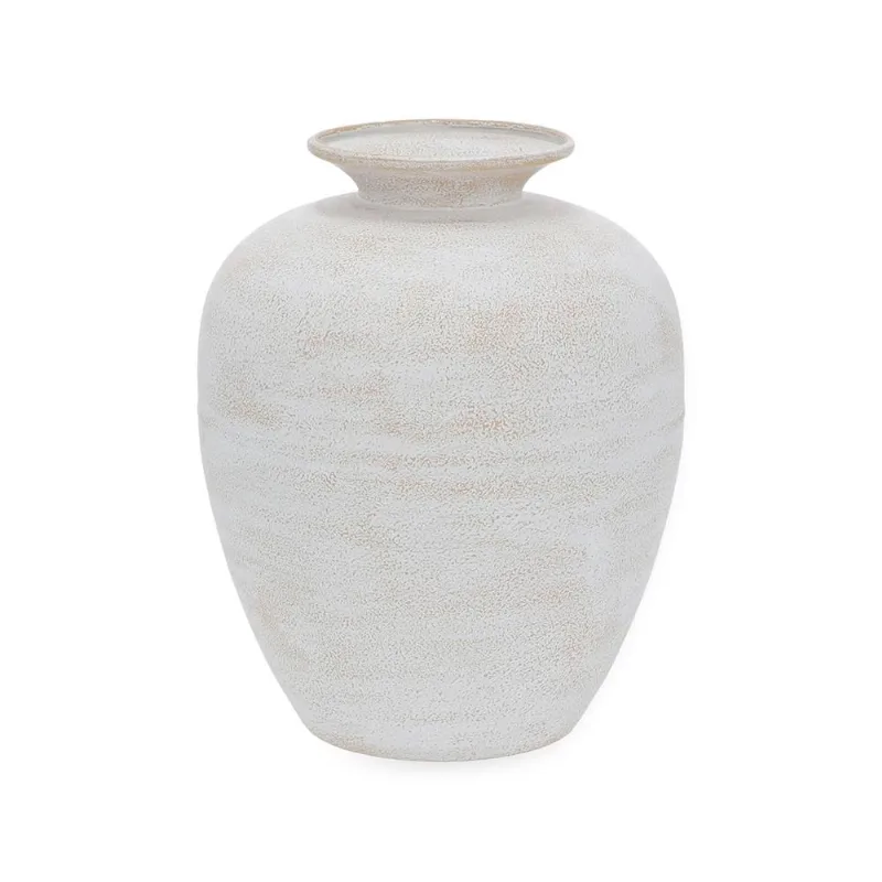 Vaso em metal patinado branco mart 31CM