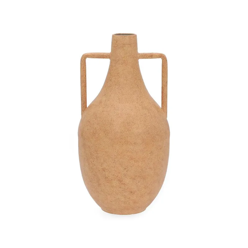Vaso em metal com alças bege rustico mart 39CM