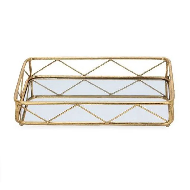 Bandeja em metal com espelho dourado mart 40CM