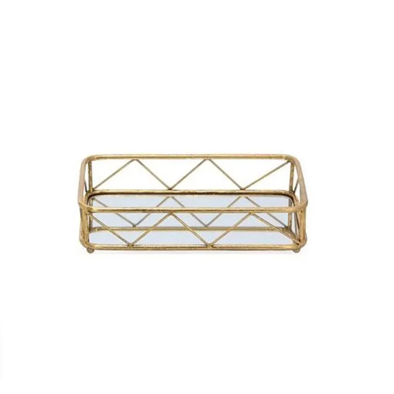 Bandeja em metal com espelho dourado mart 33CM