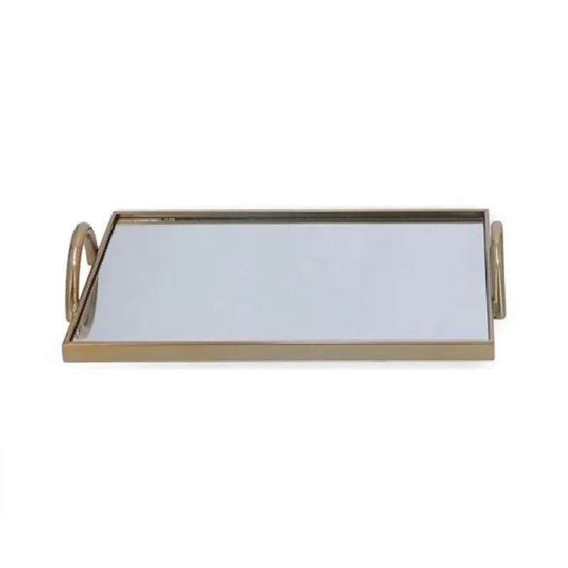 Bandeja em metal com espelho dourado mart 45,5CM