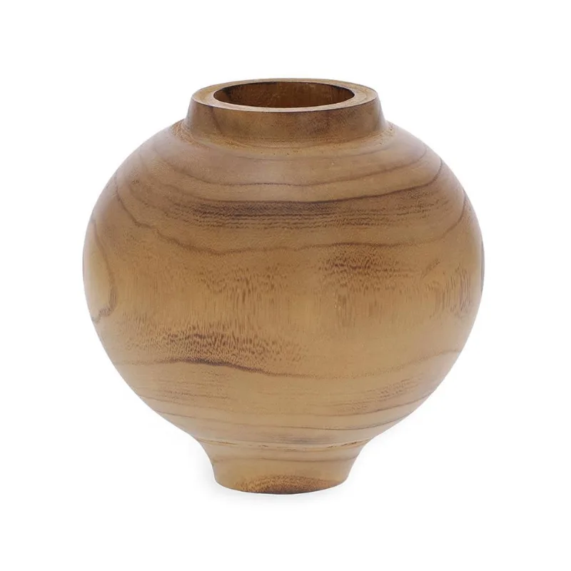 Vaso em madeira torneada marrom mart 23,5CM