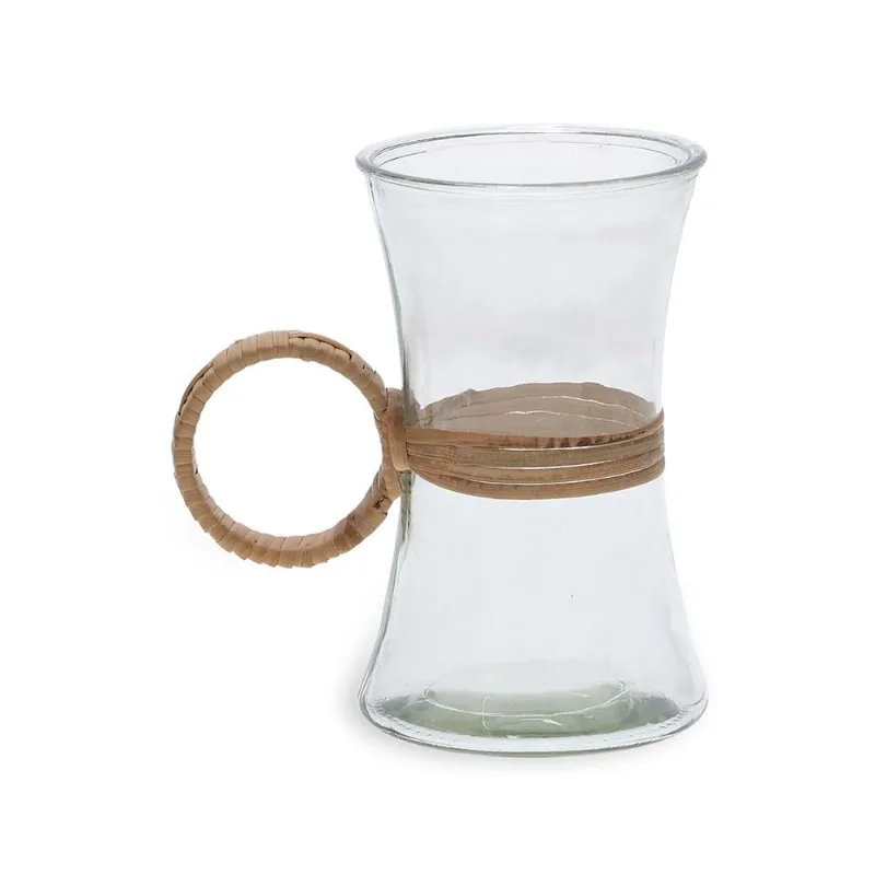 Vaso em vidro E fibra natural 20CM