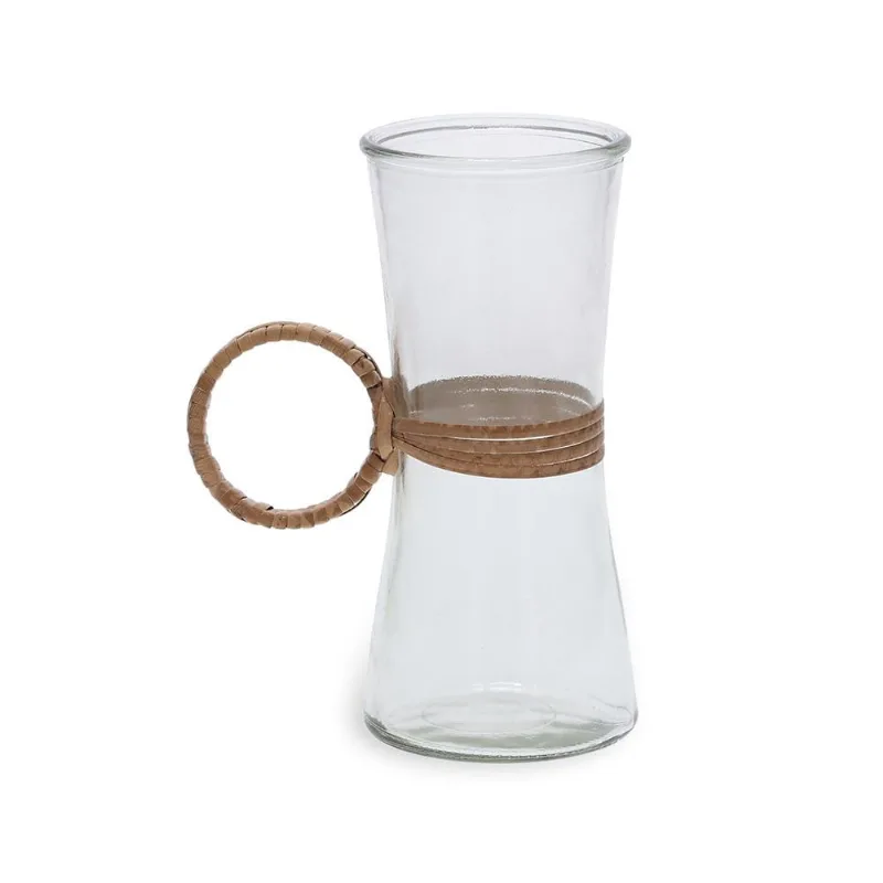 Vaso em vidro E fibra natural 24,5CM