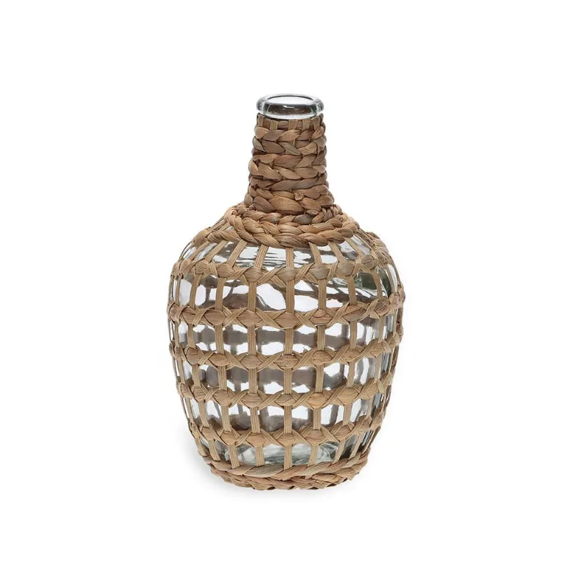 Vaso em vidro E fibra natural 26CM mart