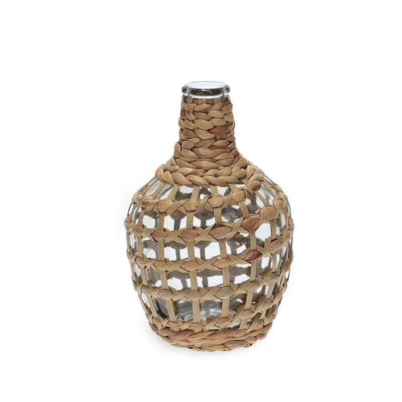 Vaso em vidro E fibra natural mart 20,5CM