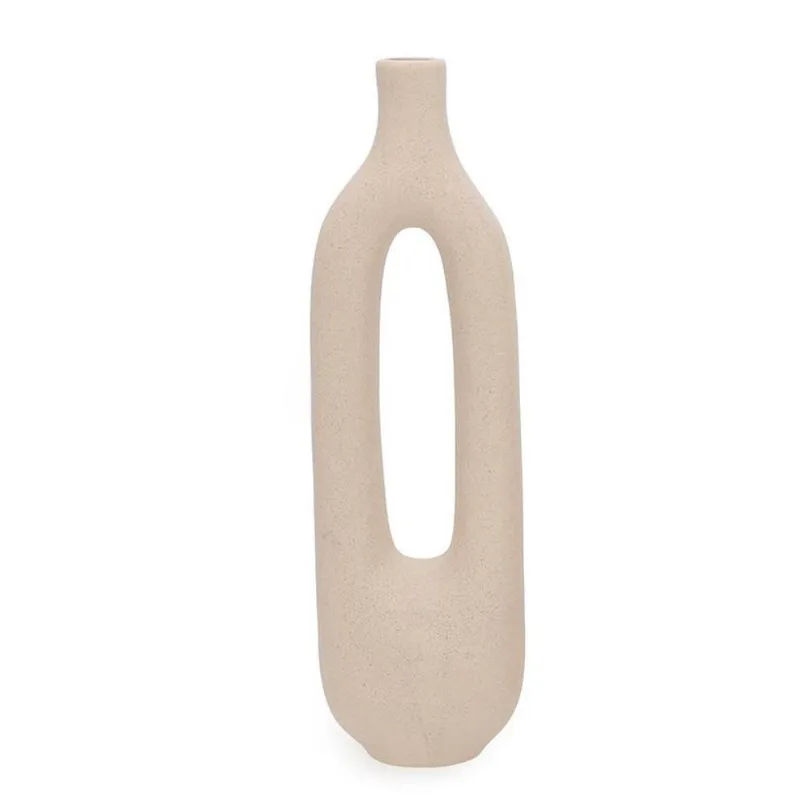 Vaso geometrico em ceramica bege mart 45CM