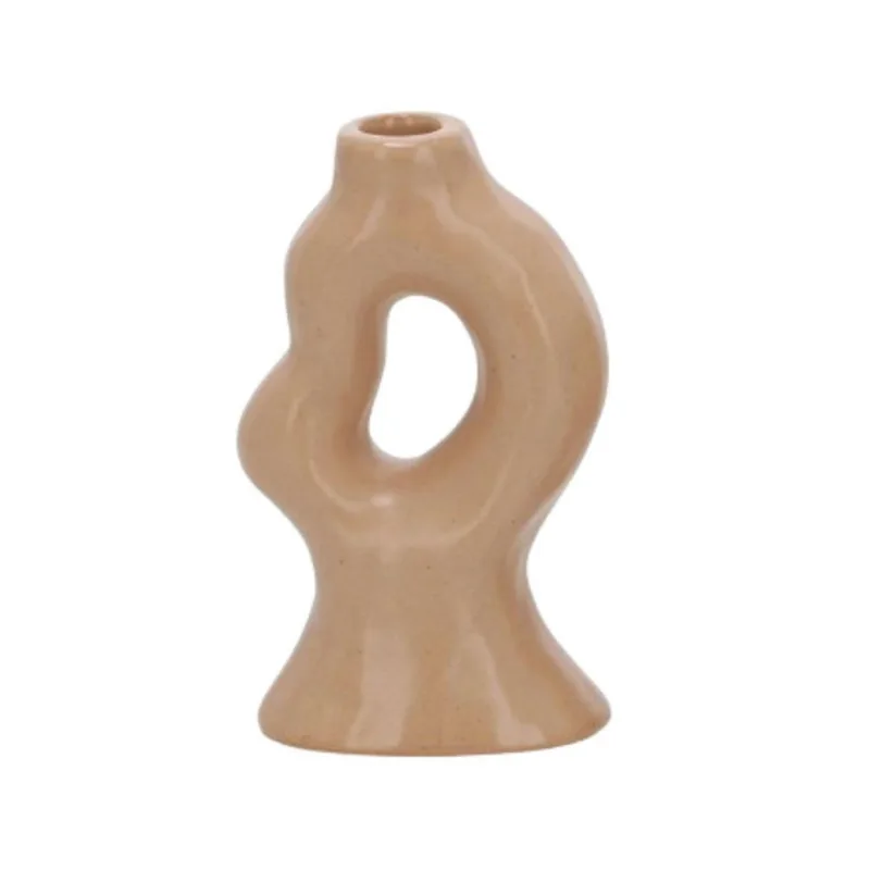 Castiçal Em Cerâmica Marrom 17,5X10,5X6,5Cm 19144-G Mart