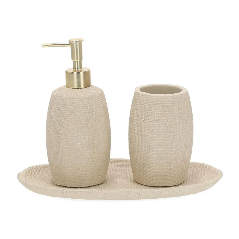 Kit em polirresina para banheiro - 3PCS bege mart