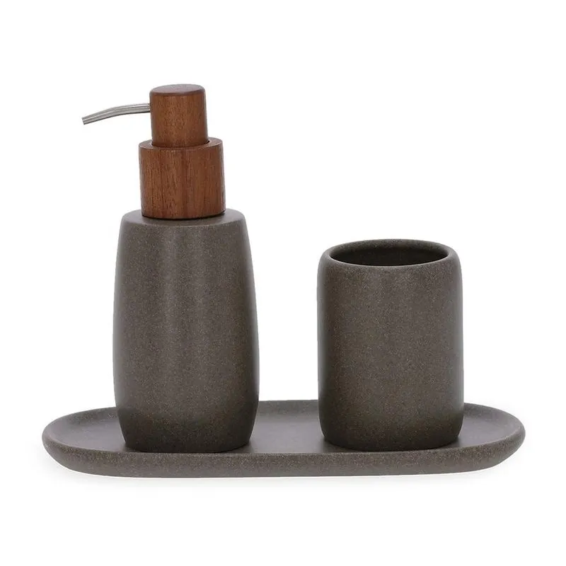 Kit em polirresina para banheiro 3 pcs marrom mart