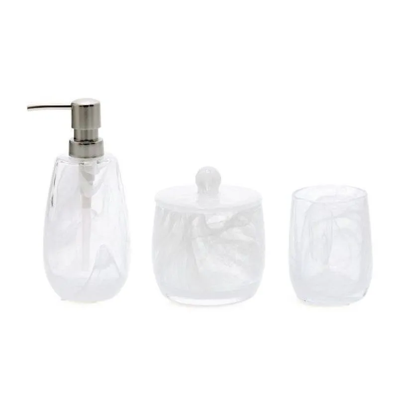 Kit em vidro para banheiro branco mart - 3 pcs