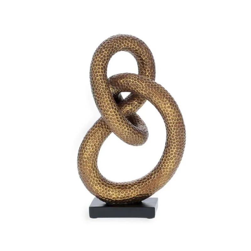 Escultura abstrata em polirresina dourado mart 28,50cm