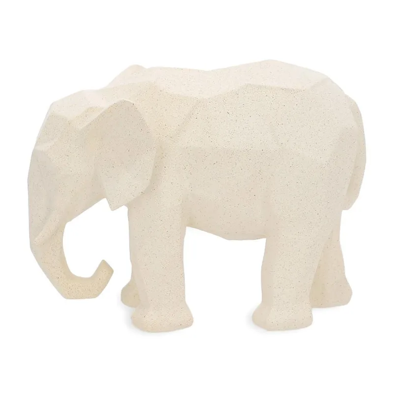 Escultura elefante em polirresina off white mart 19,5cm