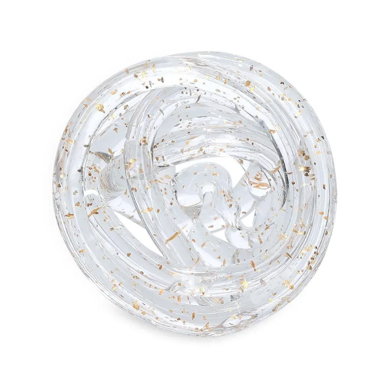 Escultura esfera no em vidro incolor E dourado mart 12,5CM