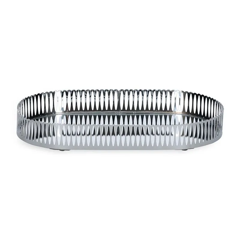 Bandeja Em Metal G Com Espelho Prata 19585 - Mart