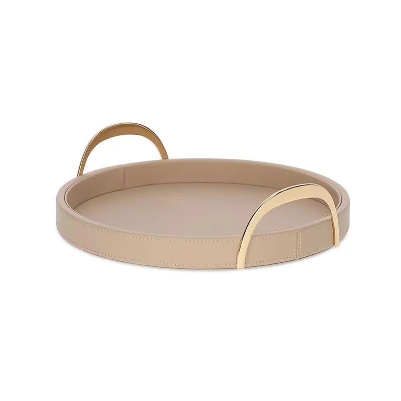 Bandeja Decorativa Em Pu Bege 3x30cm 19636-p Mart